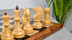 Circa 1930s "Leningrad Schoolboy" Soviet Chess Pieces 4.2 inch King in Sheesham & Boxwood - 1530 Grams
