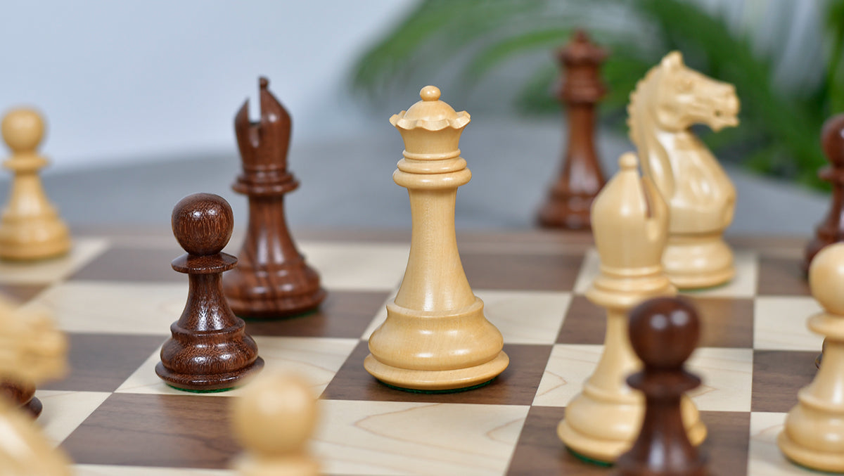 Fierce Knight (Queen's Gambit Series) Staunton Wooden Chess Pieces in Sheesham & Box Wood - 4.0" King