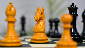 4.0'' The Ancient Indian Warrior Staunton Luxury Series Chess Pieces in Ebony / Antiqued Box Wood - 1660 Grams