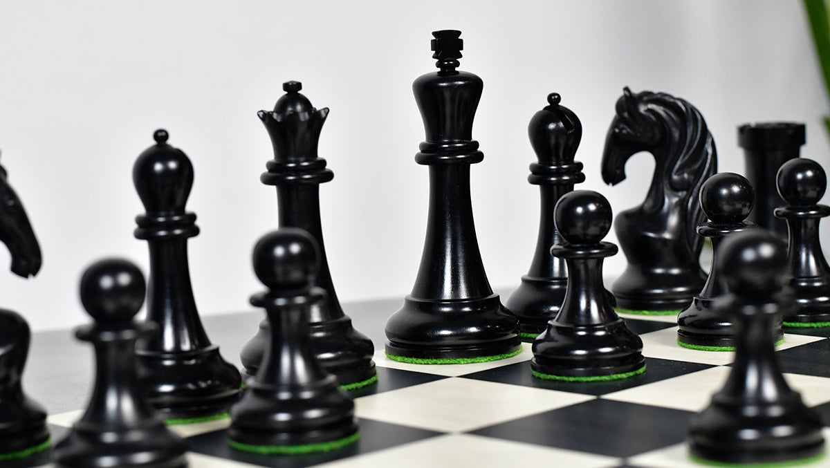 Reproduced 1963-1966 Piatigorsky Cup Chess Pieces in Ebony / Boxwood - 4.2" King