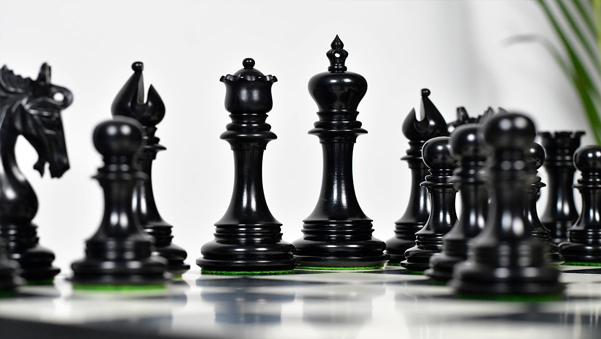 The Arabian Knight Series Artisan Staunton Luxury Chess Pieces in Ebony & Boxwood - 4.2" King