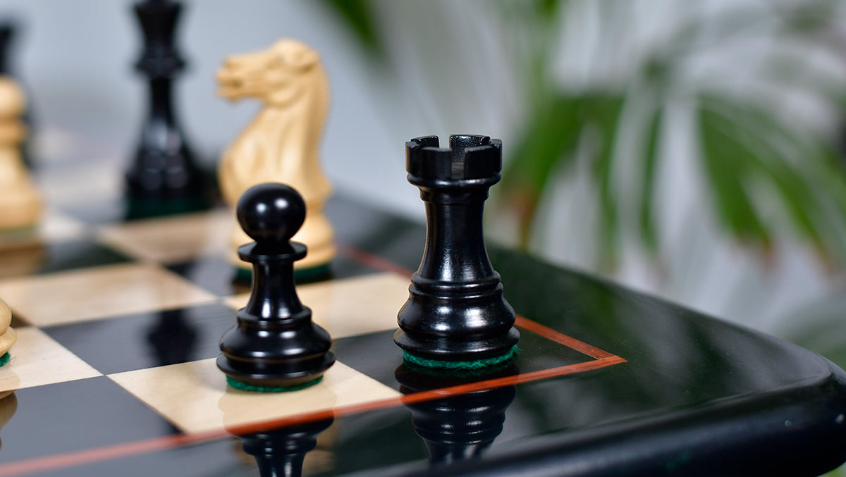 Classic 101 Staunton Series Club Sized Wooden Chess Pieces In Ebony Wood & Box Wood - 3.0" King