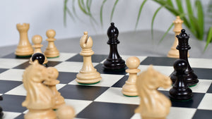 Fierce Knight (Queens's Gambit Series) Staunton Wooden Chess Pieces in Indian Ebonized Wood & Box Wood - 3.5" King