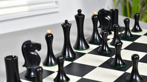 Minimalist Soviet-Style Chess Pieces In Ebonized & Boxwood - 3.7” King