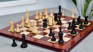 Canadian Staunton Series Chess Pieces in Ebonized Boxwood /Natural Boxwood - 3.3" King
