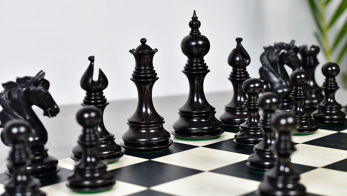 Admiral Series II Staunton Luxury Chess Pieces in Ebony Wood & Boxwood - 4.5" King