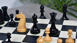 1900s' American Chess Company Reproduction Tournament Chess Set - In Ebony & Boxwood 3.8" King