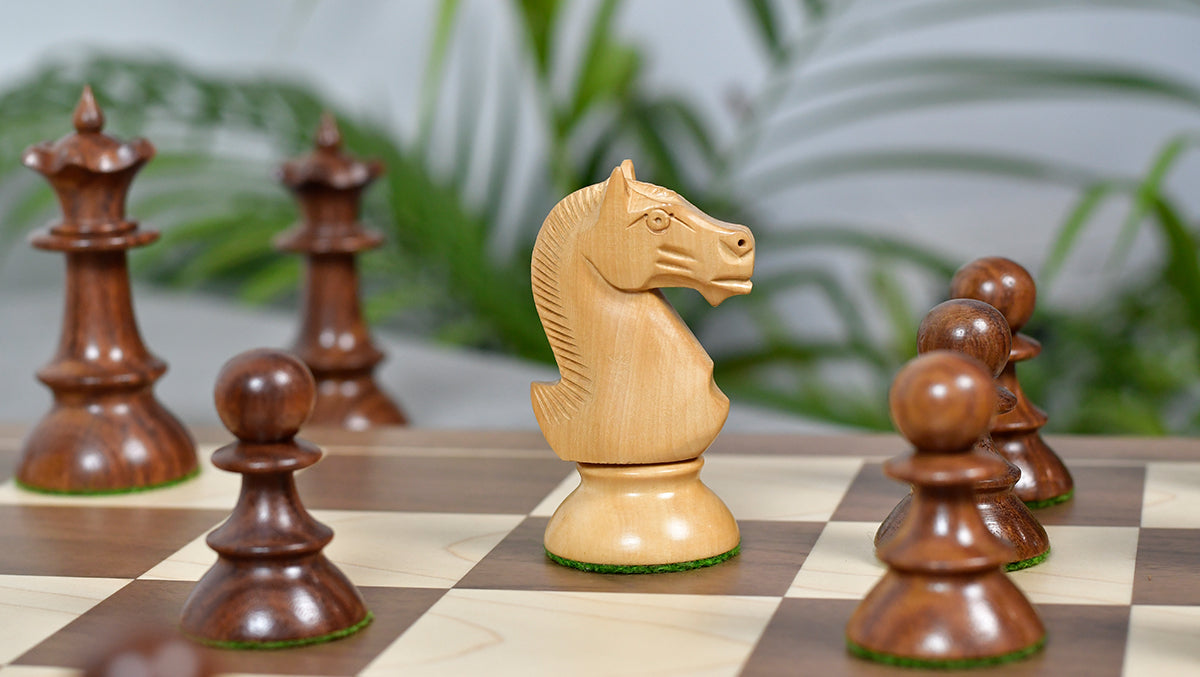 Vintage Series Original Austrian Coffee House Old Vienna Chess Pieces in Sheesham Wood and Boxwood V2.0- 3.75" King