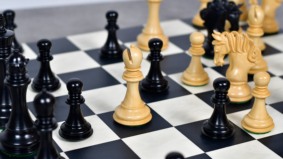 The Pegasus Series Artisan Staunton Chess Pieces version 2.0 in Ebony / Boxwood - 4.6" King