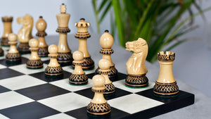 The Parker Staunton Series Lacquered Chess Pieces in Burnt Boxwood & Natural Boxwood - 3.9" King