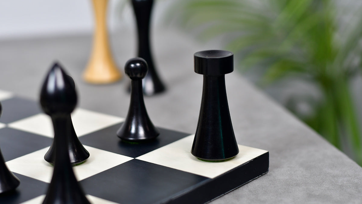 3.75'' Herman Ohme Minimalist Chess Set – Weighted Ebonized Boxwood – Pieces Only