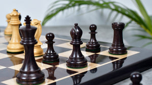 Pro Staunton Series Tournament Weighted Chess Pieces in Indian Rosewood and Boxwood - 3.8" King