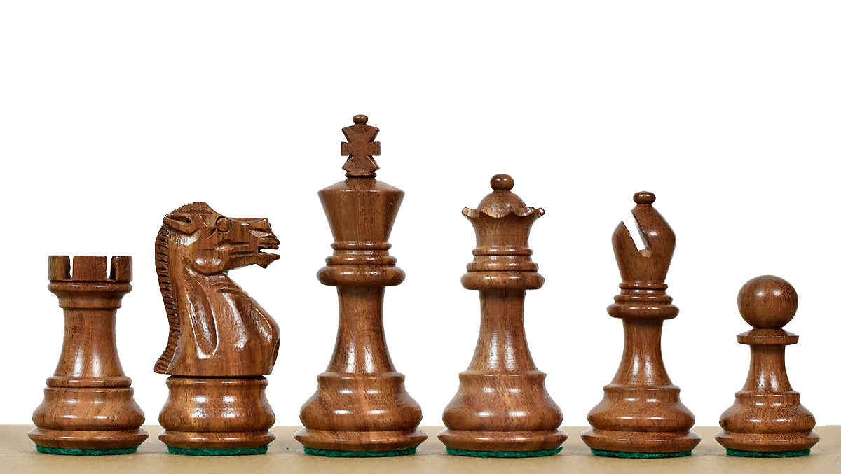 The 3.0" Stallion Weighted Staunton Chess Pieces in Sheesham Wood and Boxwood - 600 Grams Weight