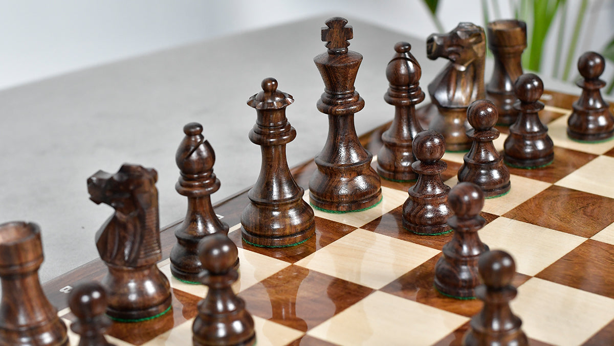 French Lardy Exclusive Weighted Chess Pieces in Sheesham Wood / Box wood - 3.75" Extra Queens