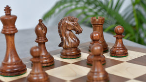 Craftsman Knight Staunton Chess Pieces in Sheesham Wood & Boxwood - 3.9" King - Best Seller