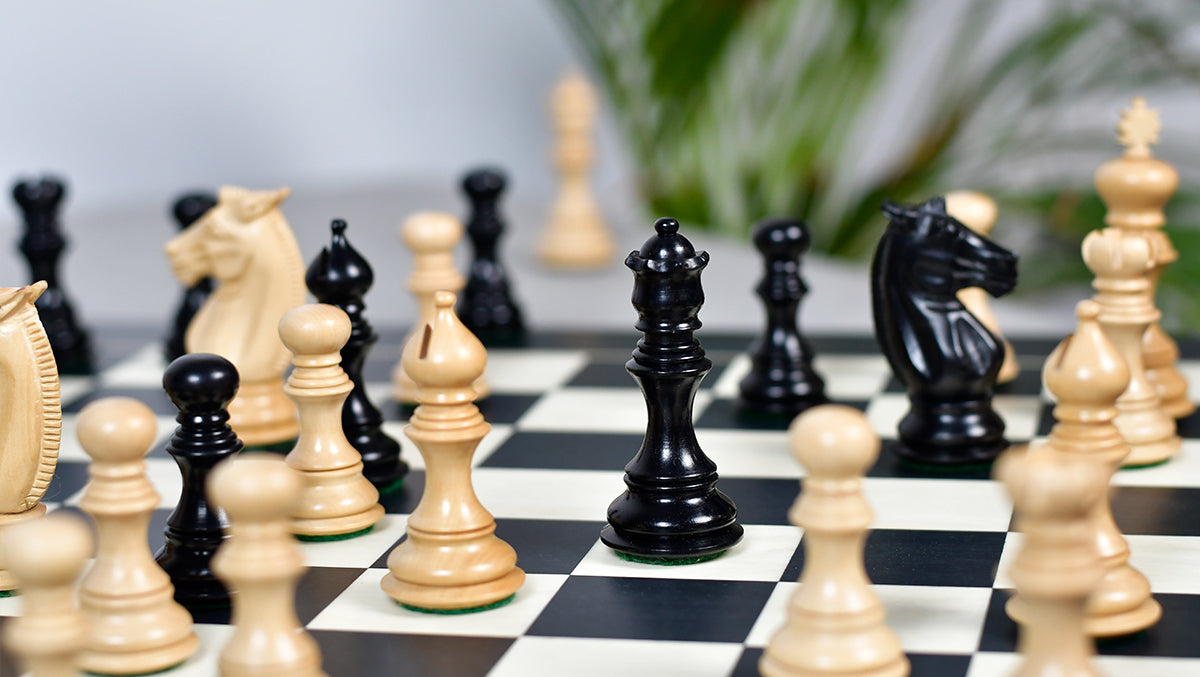 Meghdoot Staunton Series Wooden Chess Pieces in Ebony & Box Wood - 3.2" King