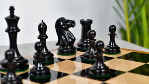 The 1849 Cooke Type 2 Jaques Staunton Weighted 3.5 inch King Chess Pieces in Ebony wood and Vintage Antique Boxwood - 1100 Grams Weight
