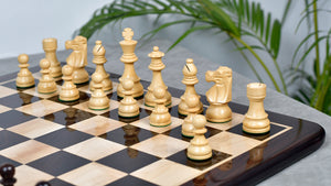 French Lardy Exclusive Tournament Size Weighted Wooden Chess Pieces in Indian Rosewood / Box wood - 3.75"