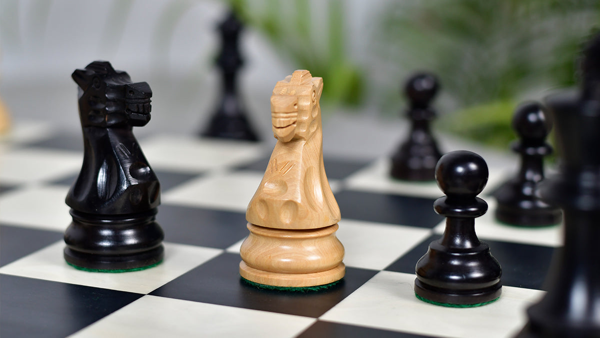 Smokey Staunton Series Chess Pieces in Ebonized boxwood & Natural Boxwood- 3.8" King