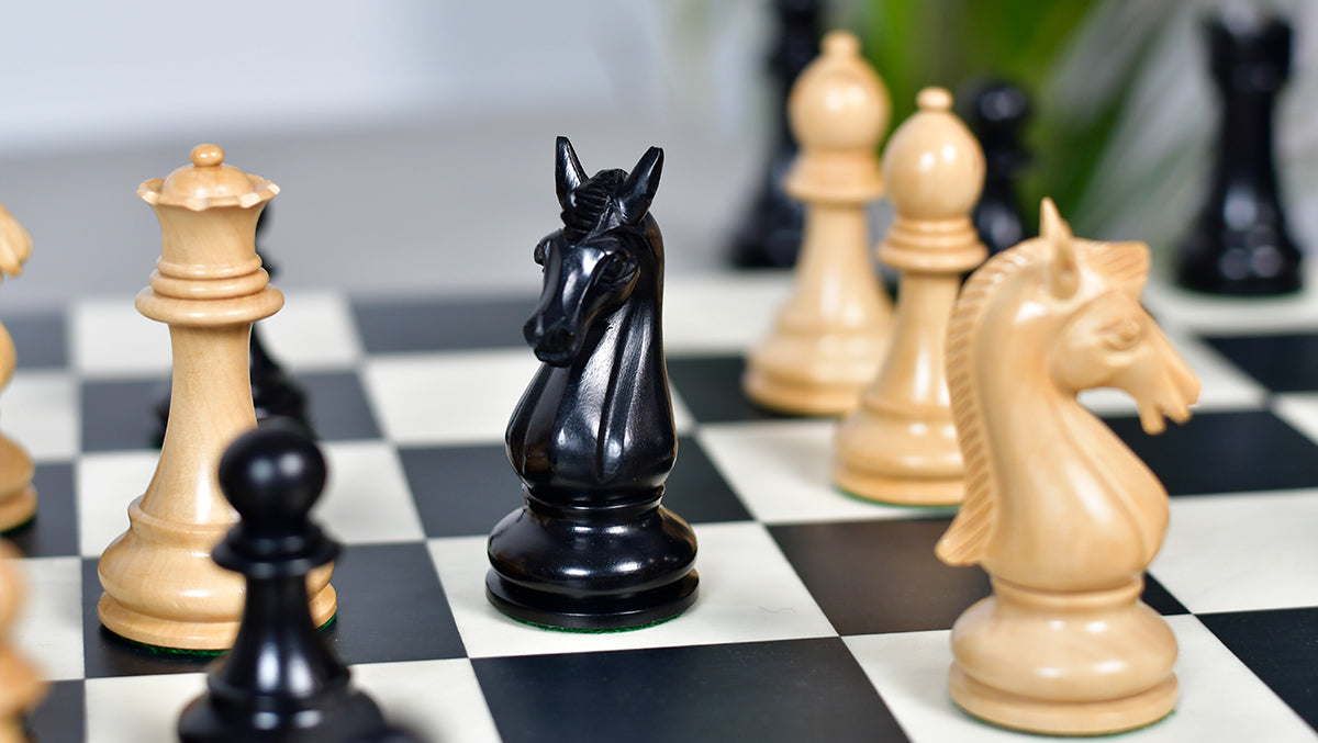 The Candidates Series Staunton Chess Pieces in Ebony / Box Wood - 3.75" King