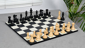 American Staunton Series Weighted Tournament Chess Pieces in Ebonized Boxwood & Boxwood - 4.1" King