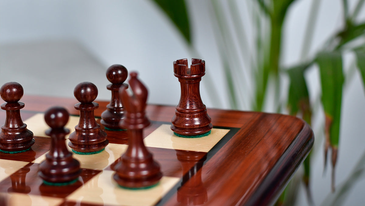 Classic 101 Staunton Series Club Size Weighted Chess Pieces in Bud Rosewood & BoxWood - 3.0" King