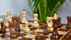 Traditional Russian Zagreb Wooden Chess Pieces in Sheesham & Natural Boxwood - 3.1" King