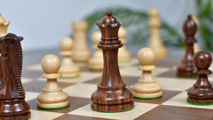 The Grandmaster Staunton Series Chess Pieces In Sheesham & Natural Boxwood - 3.75" King