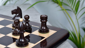 Romanian-Hungarian National Tournament Weighted Chess Pieces in Indian Rosewood & Natural Boxwood - 3.8" King