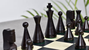 4.09" Classic Series Cone Shaped Chess Pieces in Ebonized Boxwood & Natural Boxwood - 940 Grams