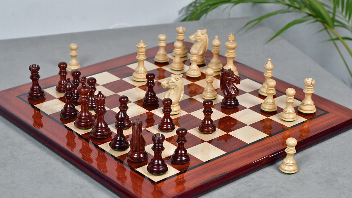 Meghdoot Staunton Series Wooden Chess Pieces in Bud Rosewood & Boxwood - 3.2" King