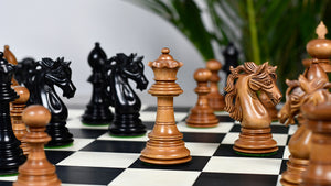 American Adios Series Luxury Chess Pieces in Distressed Boxwood & Ebony Wood - 4.4" King
