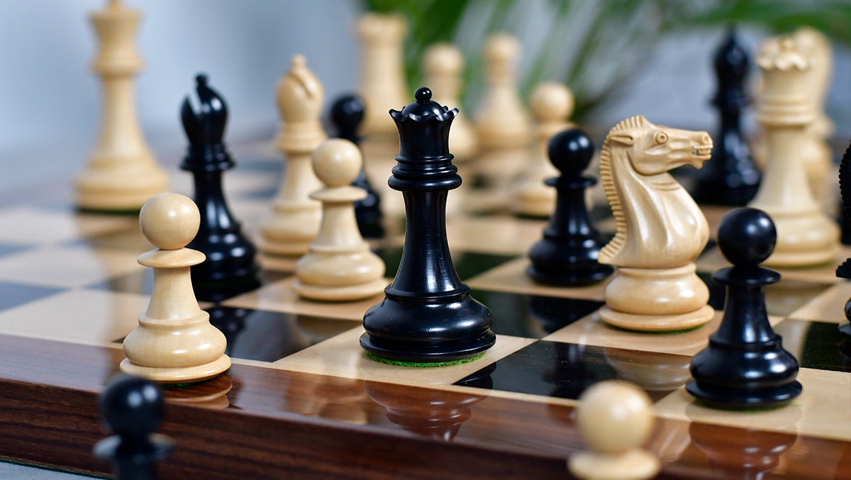Modern Staunton Series Chess Pieces for Chess Players - Ebony & Box Wood - 3.75" King
