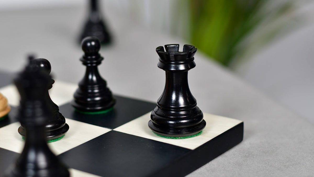 Columbian Staunton Series Chess Pieces in Ebony Wood & Box wood - 3.8" King