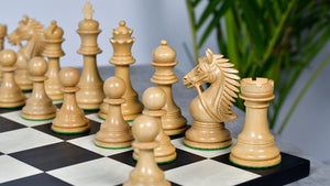The Bridle Series Luxury Triple Weighted Chess Pieces in Ebony Wood / Boxwood - 4.2" King