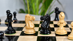 Vintage 1915-1925 Nimzovich Staunton Chess Pieces in Ebony & Boxwood – 3.75" King with King’s Side Marking – 1366g – Pieces Only