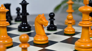 19th Century Antique Austrian Series Chess Pieces in Ebonized Boxwood & Antiqued Boxwood - 4.27" King - Colllector Chess