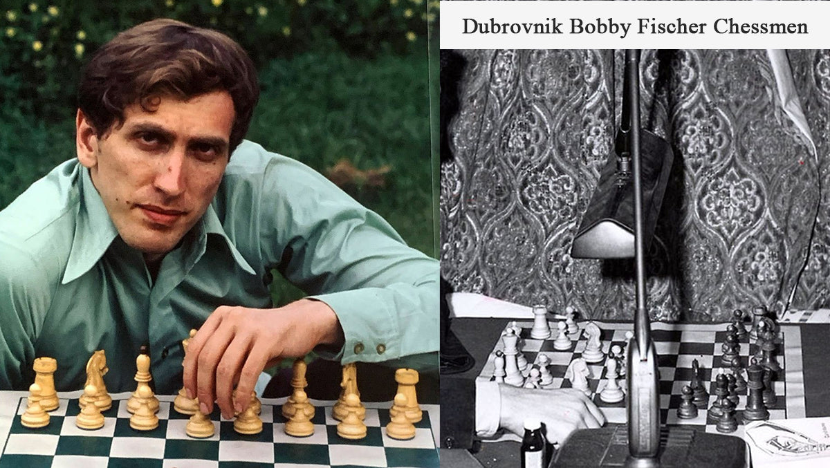 1950s' Fischer Dubrovnik Chess Pieces Set (Lacquerd) Finished Burnt & Natural Box Wood - 3.7" King