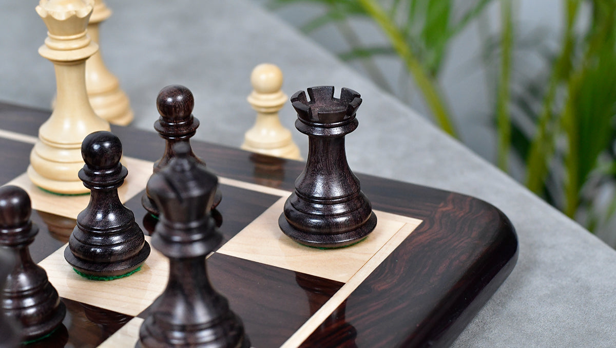3.8'' New Columbian Staunton Series Chess Pieces in Rosewood & Boxwood - 1100 grams