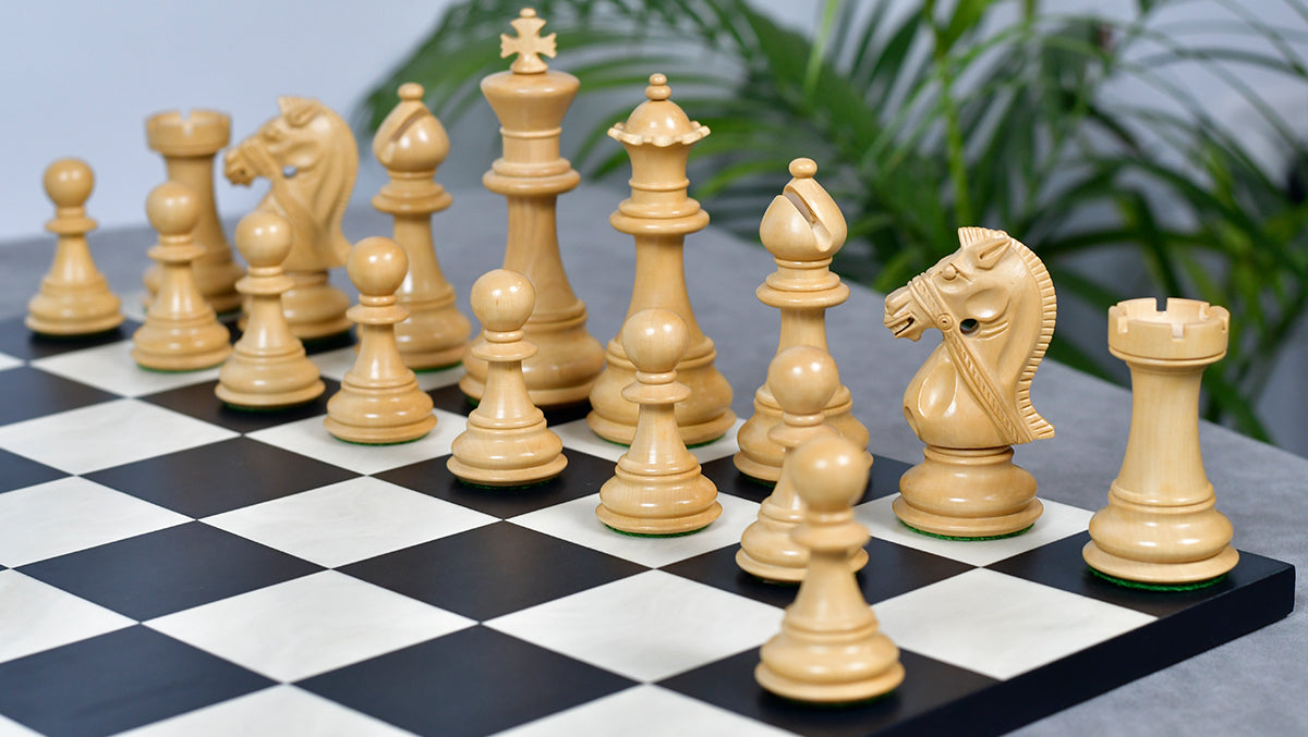 Noble Stallion Chess Set Bridle Edition in Ebony & Box Wood - 4.8" King