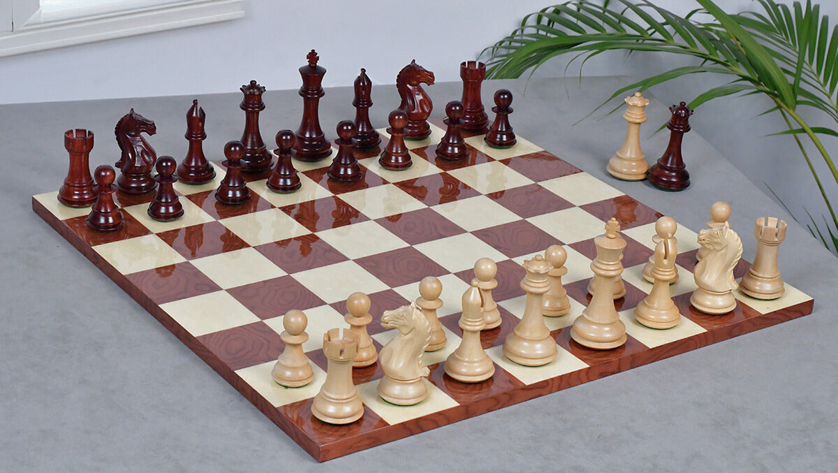 Fierce Knight (The Queen's Gambit) Staunton Series Chess Pieces in Bud Rosewood & Box Wood - 4.0" King