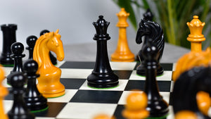 1963-66 Piatigorsky Cup Chess Pieces Ebony & Antiqued Boxwood 4.2"- King