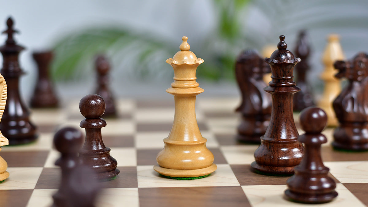 3.7'' British Staunton Series Wooden Chess Pieces in Anjan Wood & Box Wood - 1200 Grams