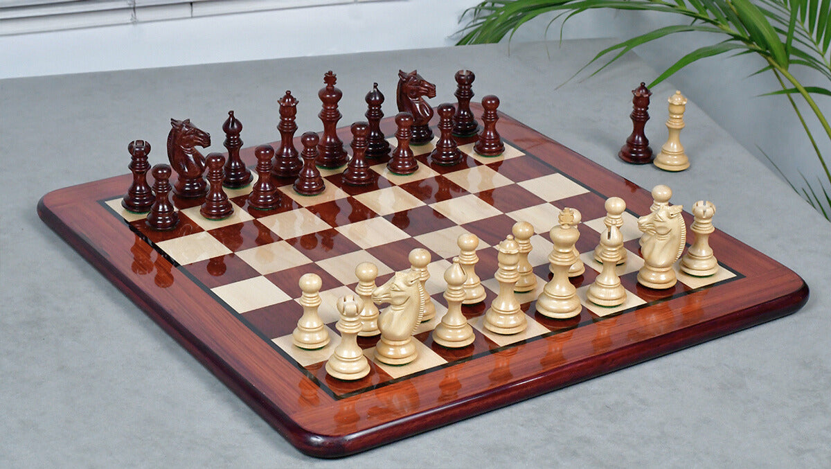 Meghdoot Staunton Series Wooden Chess Pieces in Bud Rosewood & Boxwood - 3.2" King