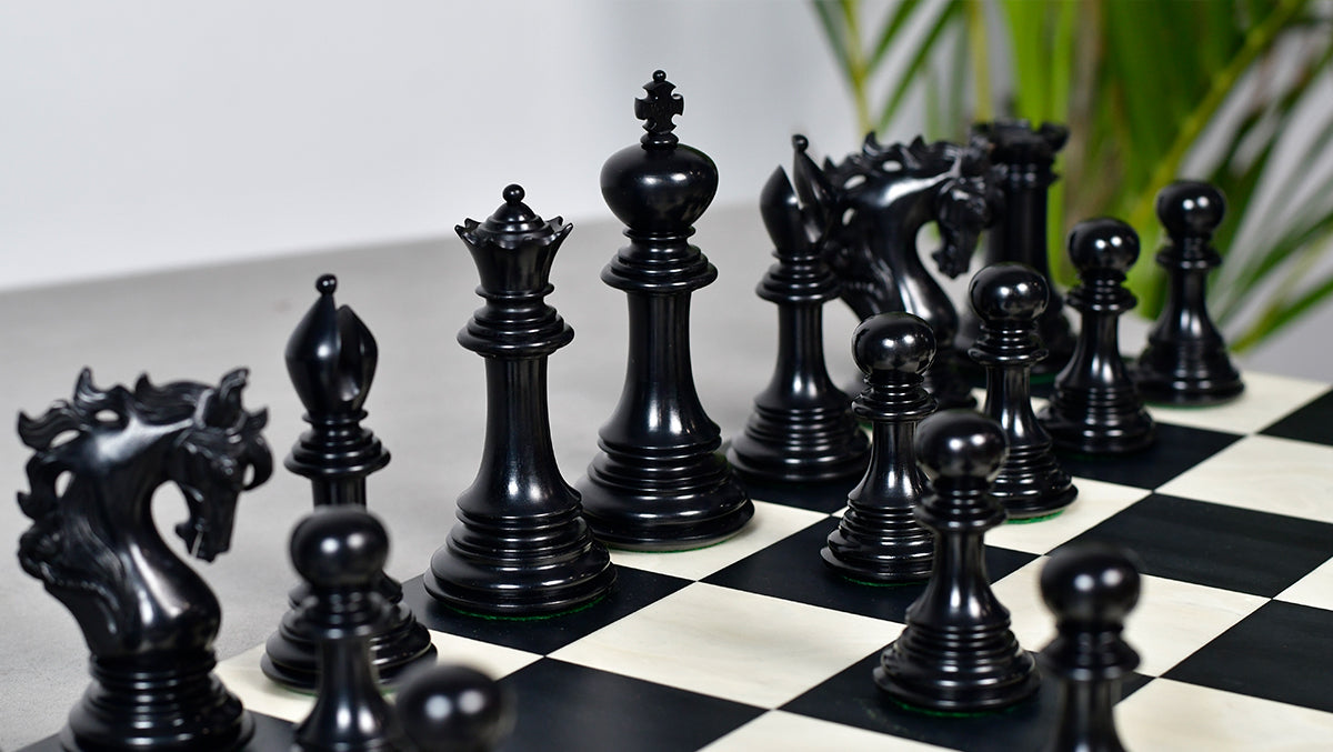 Viking Series Triple Weighted Staunton Luxury Chess Pieces – Handcrafted Ebony & Boxwood, 4.4” King
