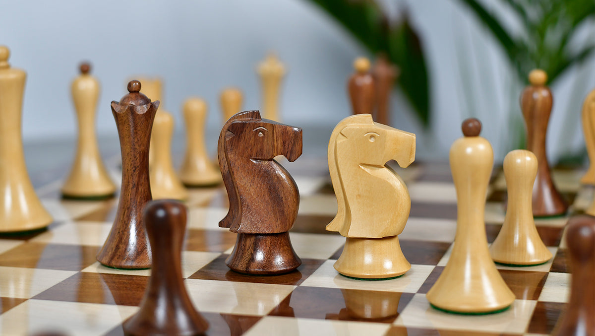 Minimalist Soviet-Style Chess Pieces In Sheesham & Boxwood - 3.7” King