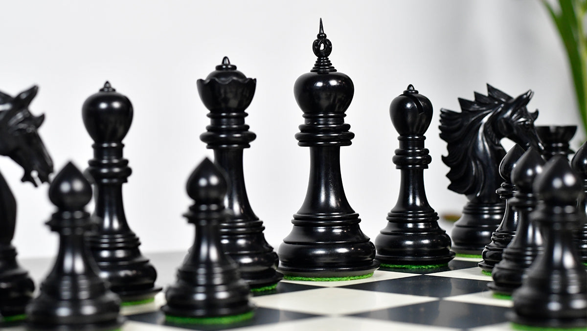 The Sher-E-Punjab Series Chess Pieces in Ebony Wood / Boxwood - 4.6" King