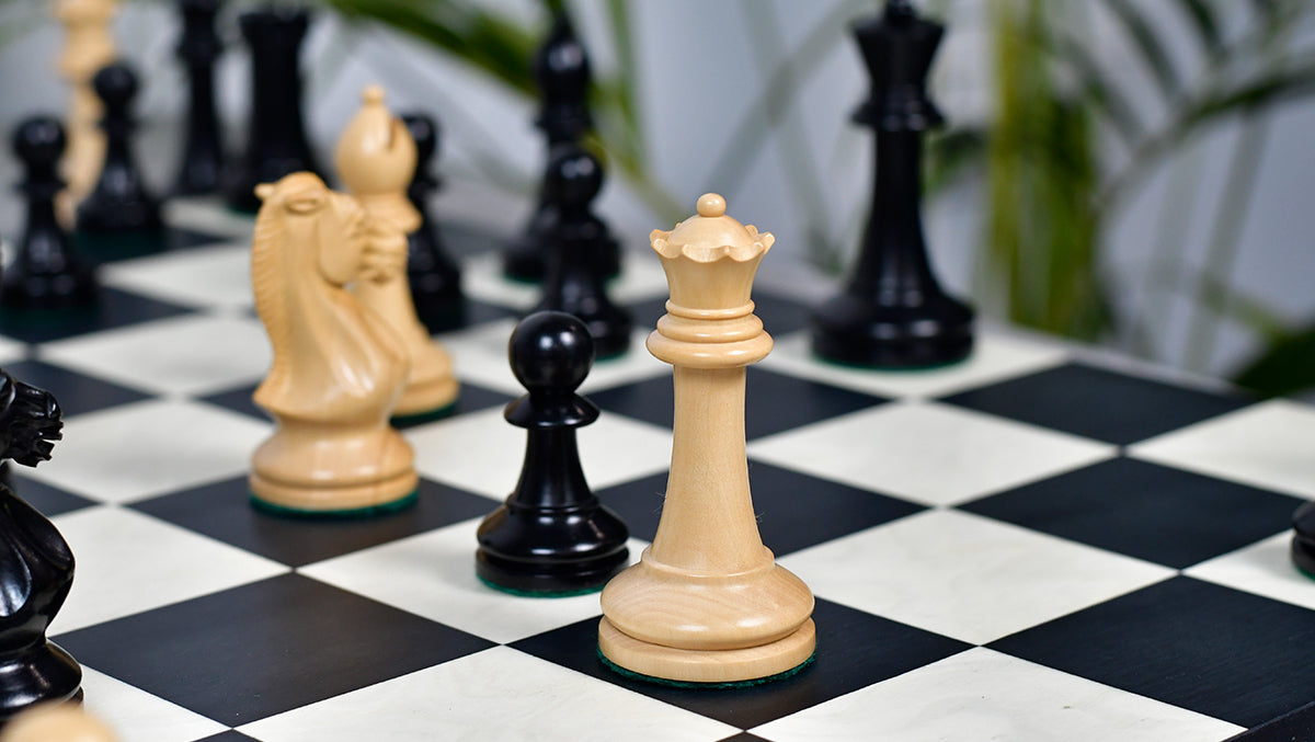 GM Blitz Edition Staunton Series Chess Pieces in Ebony Wood & Natural Boxwood - 3.75" King