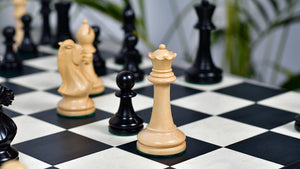 GM Blitz Edition Staunton Series Chess Pieces in Ebony Wood & Natural Boxwood - 3.75" King