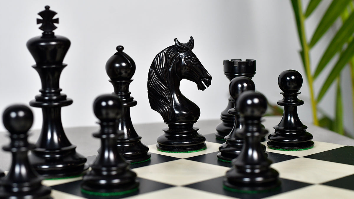 The Monarch’s Gambit Handcrafted Luxury Chess Pieces – in Ebony & Boxwood 4.4" King